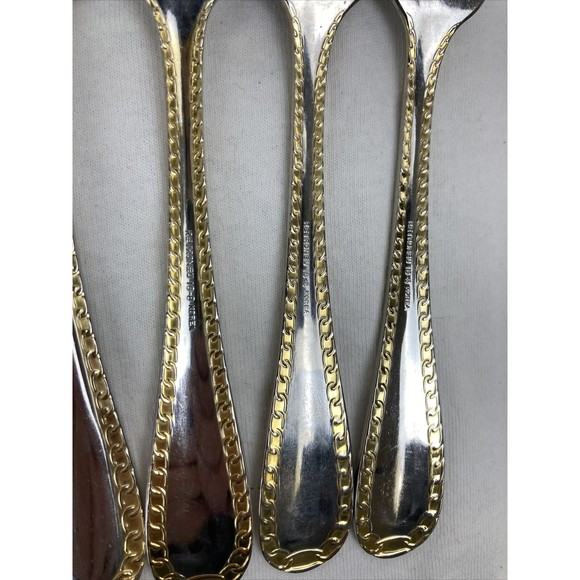 11 Retroneu GOLD ACCENT Chain 7” 18/8 Korea Stainless Dessert Fork Good Quality - Picture 5 of 7